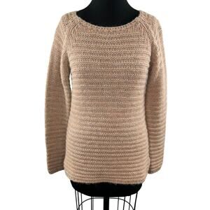 Benedetta Italy Sweater Beige Cotton Wool Round Neck Knitwear Top Size Medium M